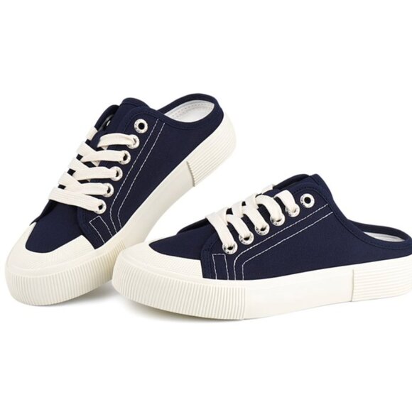 JENN ARDOR Women's Backless Canvas Mules Slip-On Lace-Up Sneakers, size 7 - Picture 1 of 14